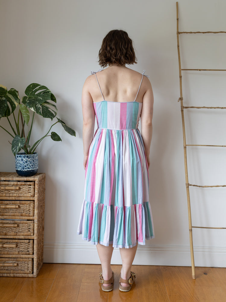 Pastel Striped Cotton Sundress - S
