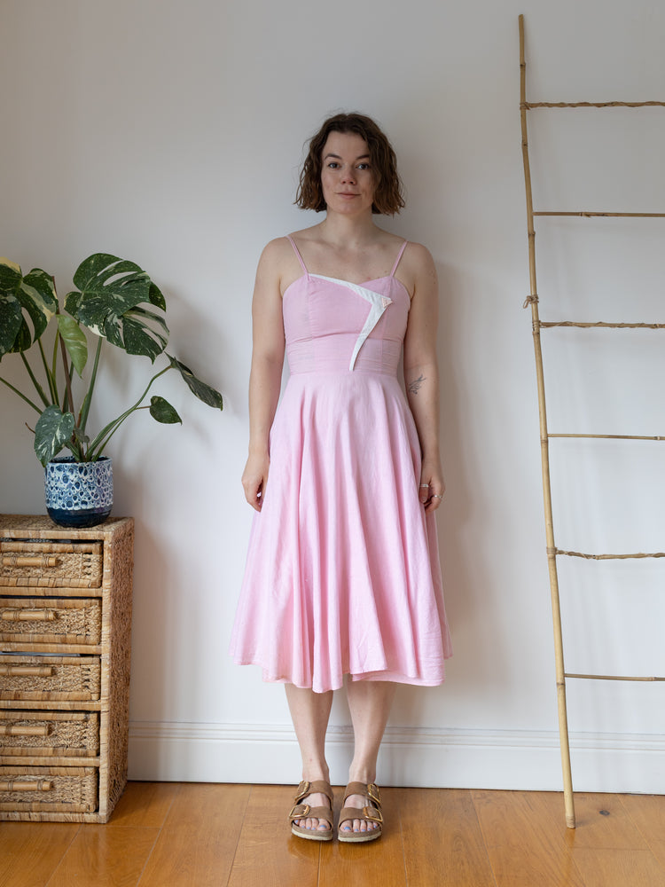 50s Pink Cotton Sundress - XS