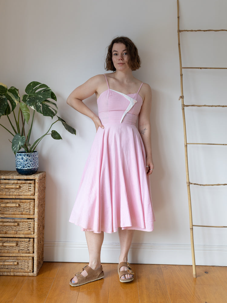 50s Pink Cotton Sundress - XS