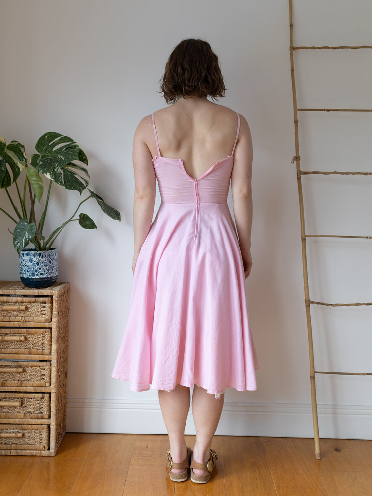 50s Pink Cotton Sundress - XS