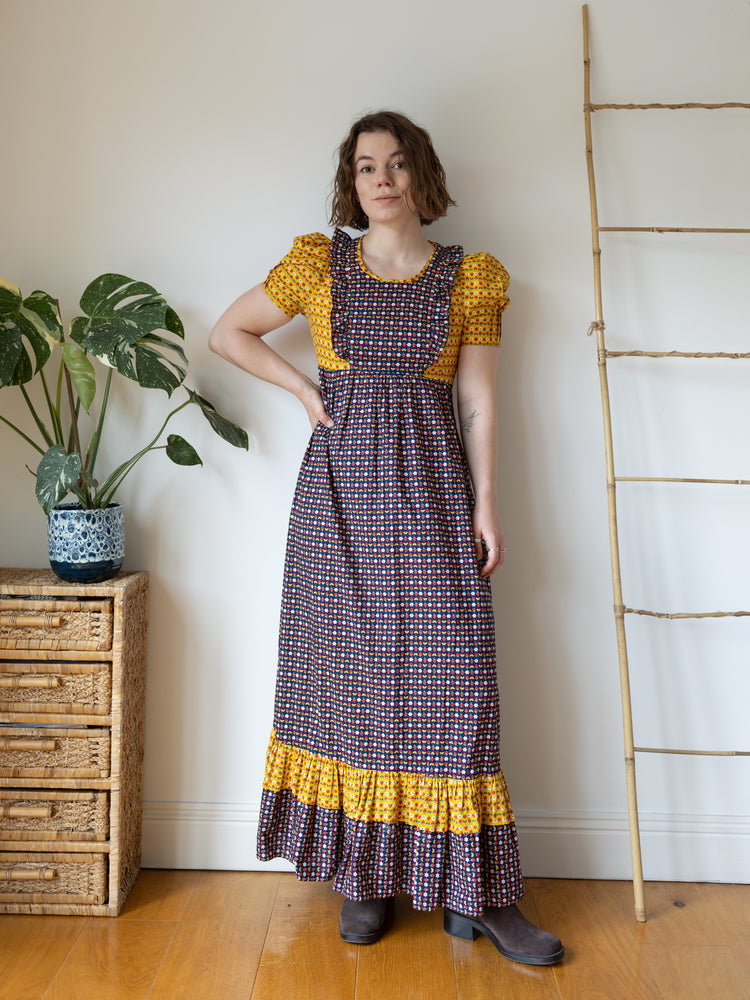 Strawberry Daisy Patterned Maxi Dress - S