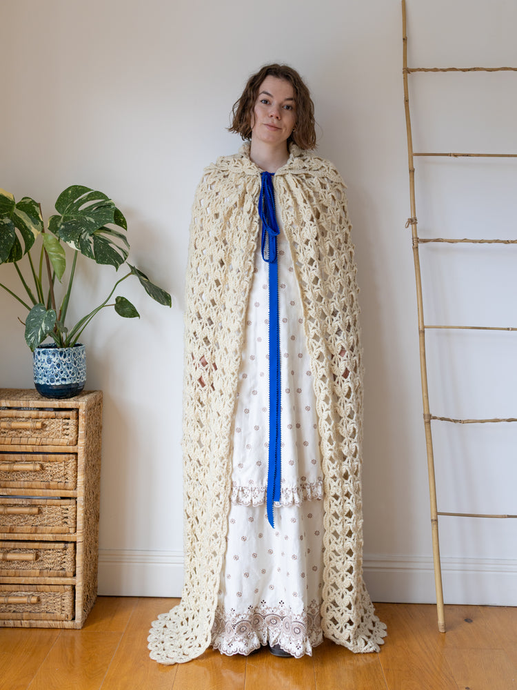 Hooded Crochet Cape - One Size