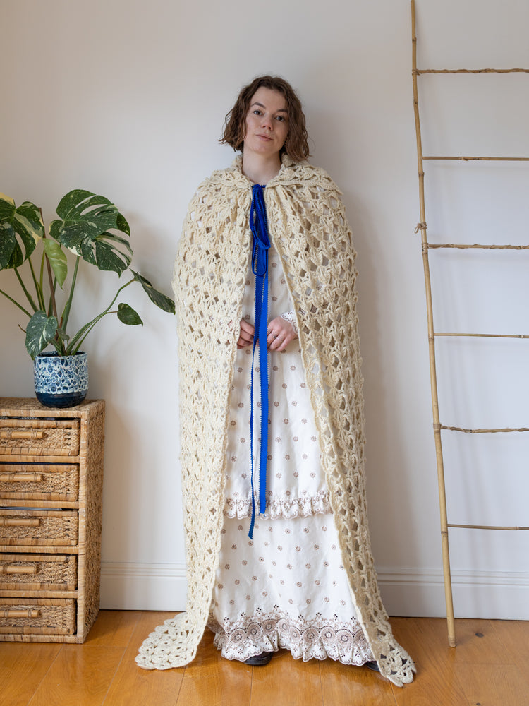 Hooded Crochet Cape - One Size