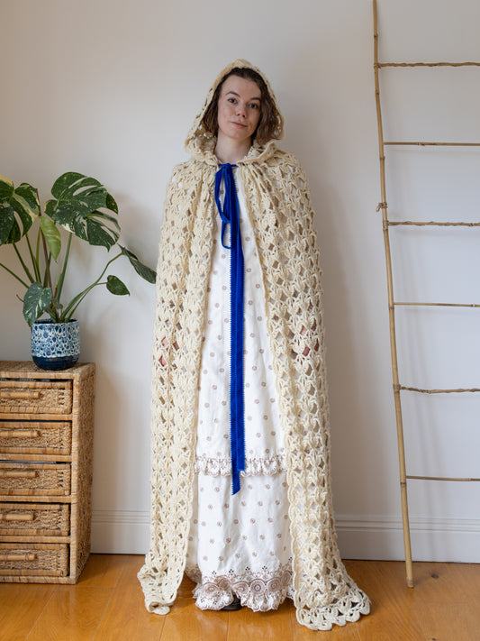 Hooded Crochet Cape - One Size