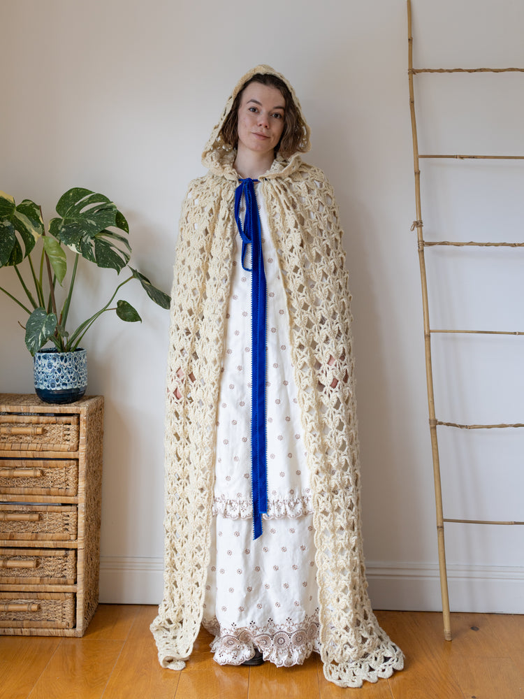Hooded Crochet Cape - One Size