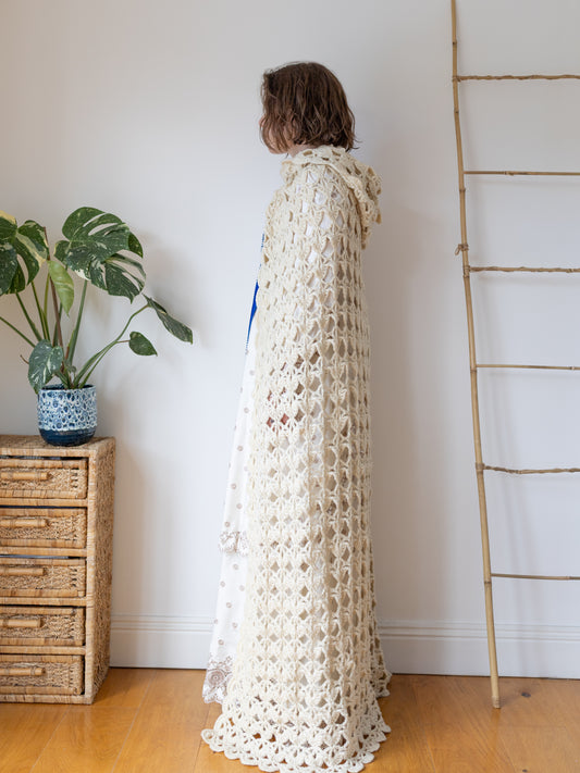Hooded Crochet Cape - One Size