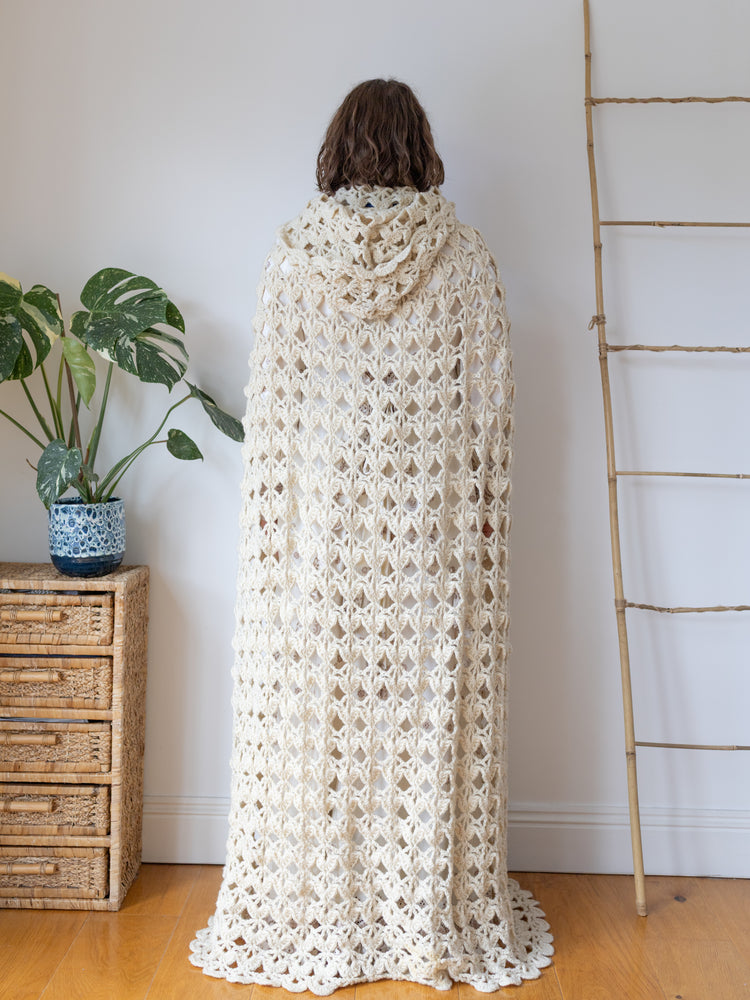 Hooded Crochet Cape - One Size