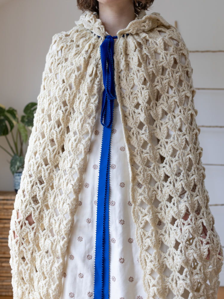 Hooded Crochet Cape - One Size