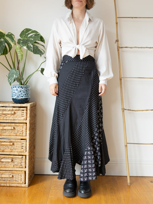 Polka Dot Asymmetric Hem Skirt - 26"