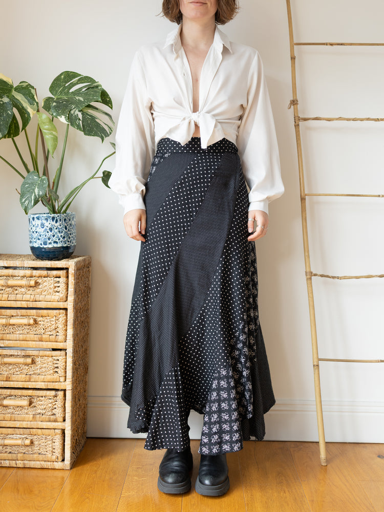 Polka Dot Asymmetric Hem Skirt - 26"