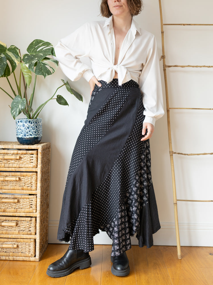 Polka Dot Asymmetric Hem Skirt - 26"