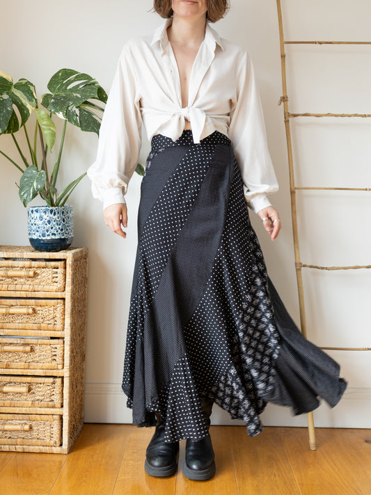 Polka Dot Asymmetric Hem Skirt - 26"