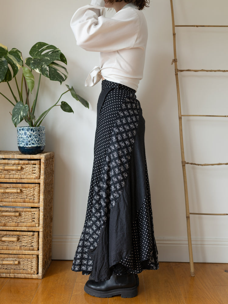 Polka Dot Asymmetric Hem Skirt - 26"