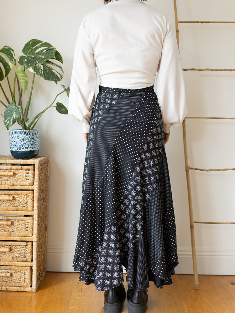 Polka Dot Asymmetric Hem Skirt - 26"
