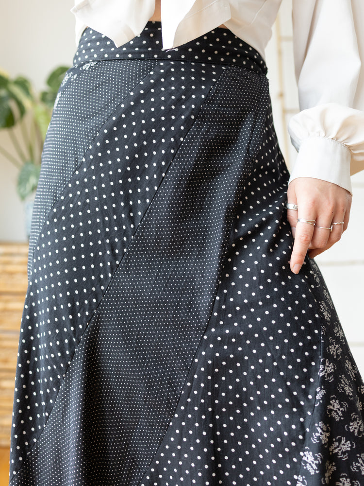 Polka Dot Asymmetric Hem Skirt - 26"