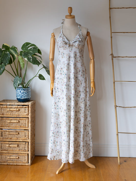 Patchwork Cotton Halterneck Dress - XS