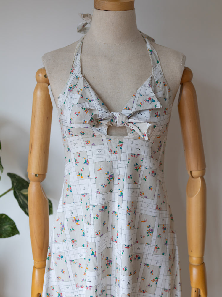 Patchwork Cotton Halterneck Dress - XS