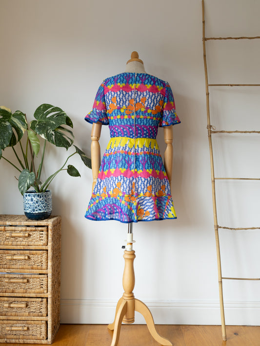 Psychedelic Patterned Mini Dress - XS