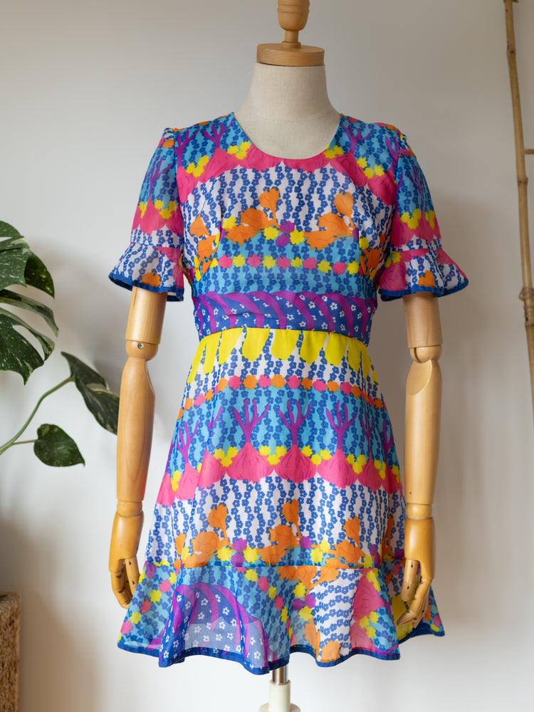 Psychedelic Patterned Mini Dress - XS