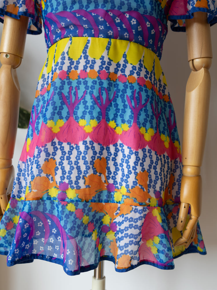 Psychedelic Patterned Mini Dress - XS