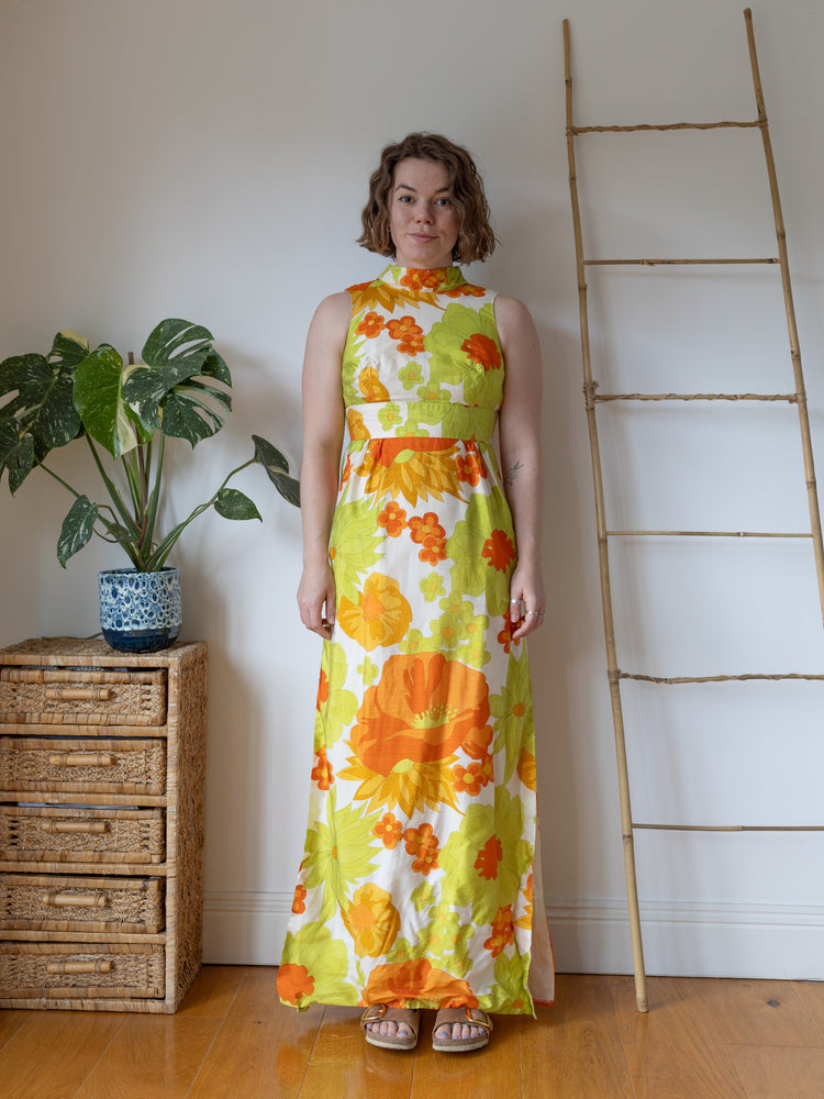 Floral Open Back Maxi Dress - S