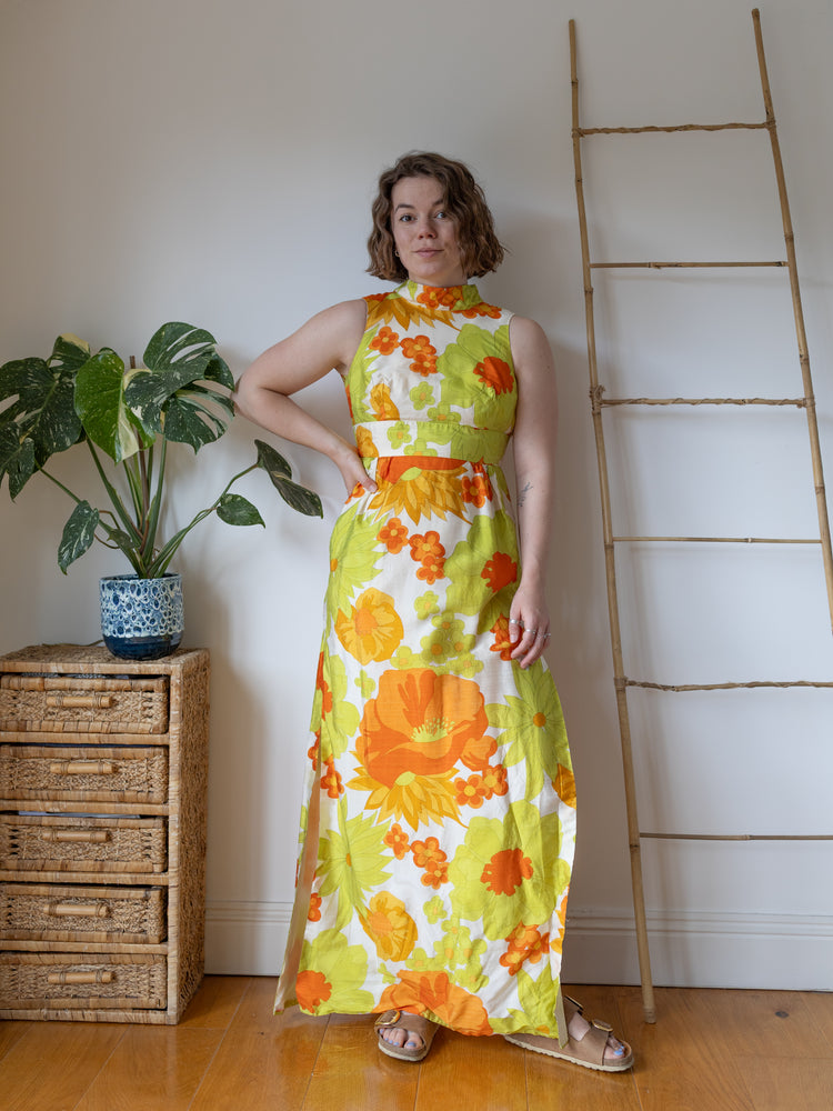 Floral Open Back Maxi Dress - S
