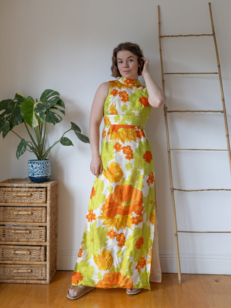 Floral Open Back Maxi Dress - S