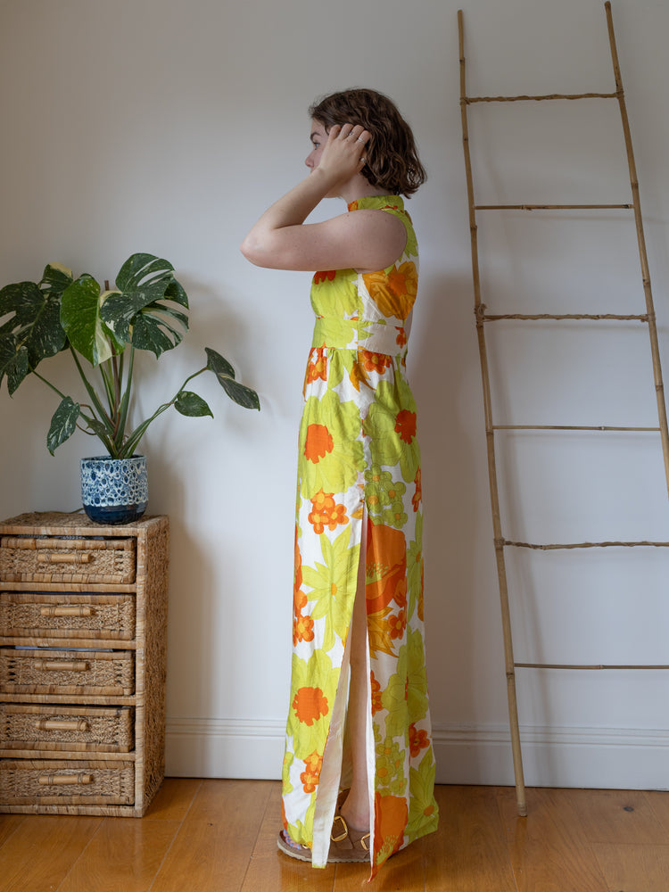 Floral Open Back Maxi Dress - S