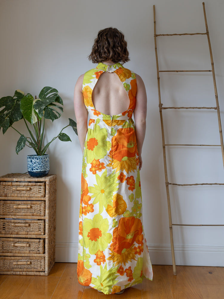 Floral Open Back Maxi Dress - S