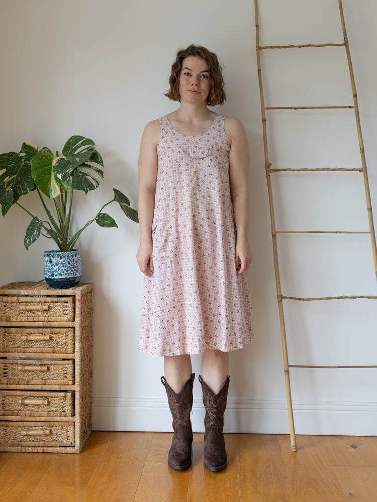 India Imports Floral Pinafore Dress - S