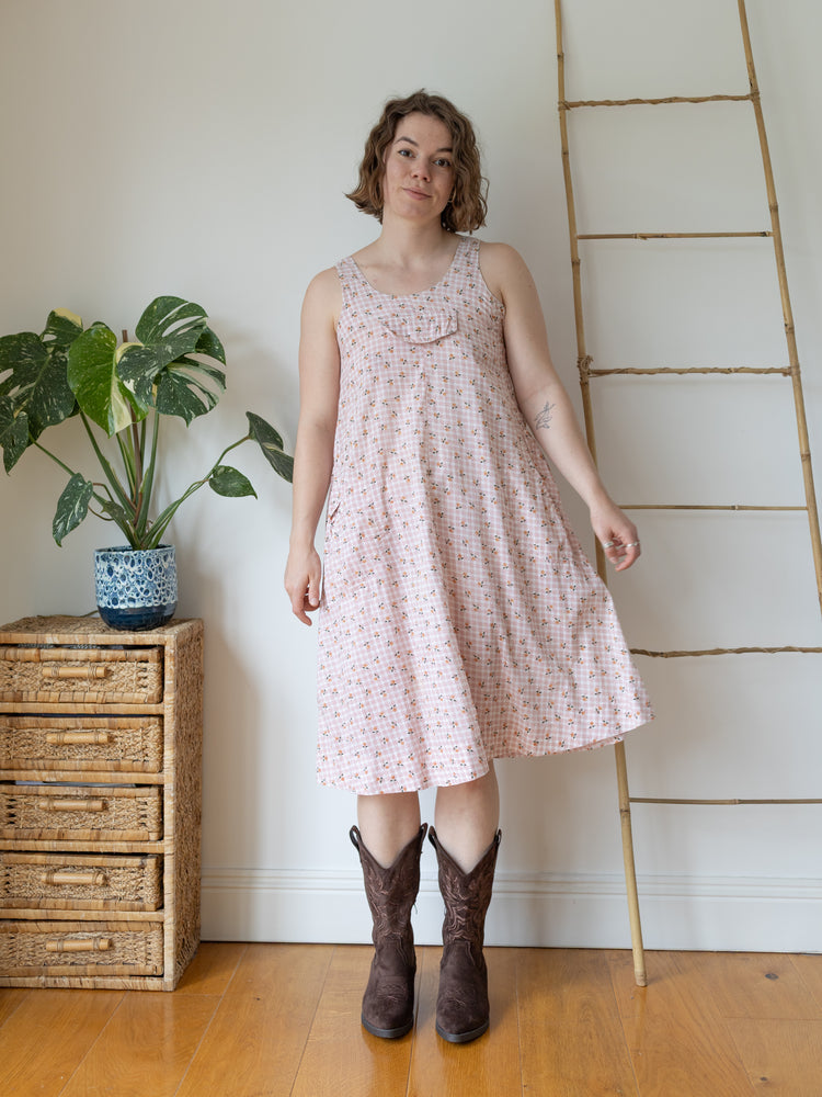 India Imports Floral Pinafore Dress - S
