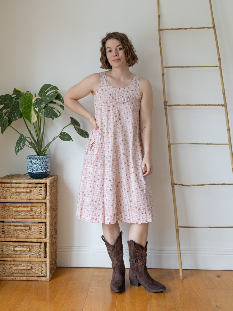 India Imports Floral Pinafore Dress - S