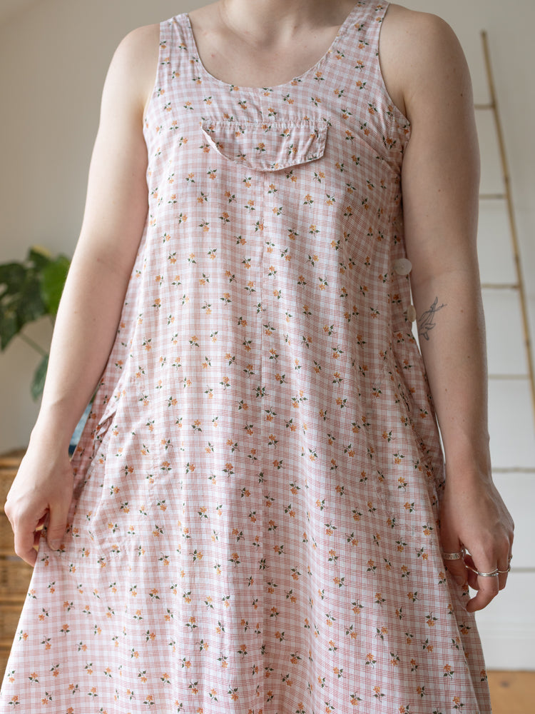 India Imports Floral Pinafore Dress - S