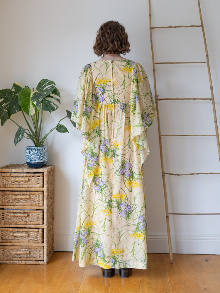 Pastel Yellow Angel Sleeve Dress - S