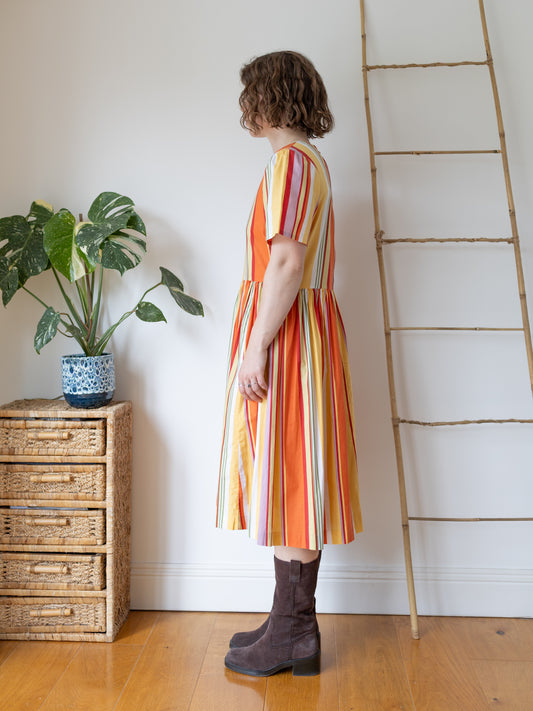 Laura Ashley Colourful Striped Dress - M
