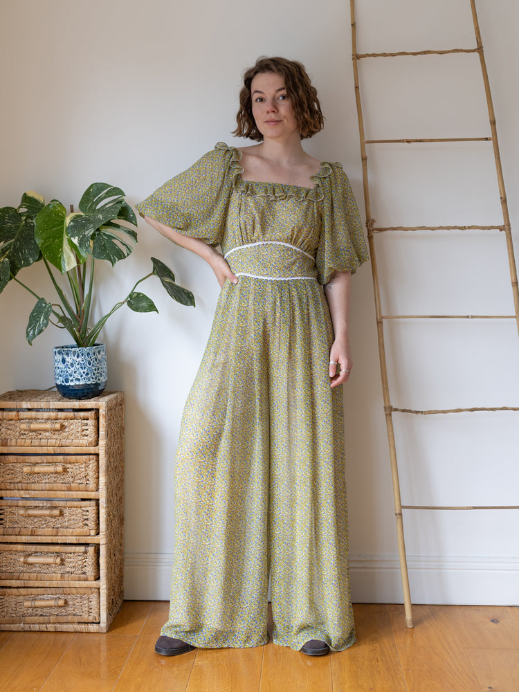 Yellow Ditsy Floral Jumpsuit - S