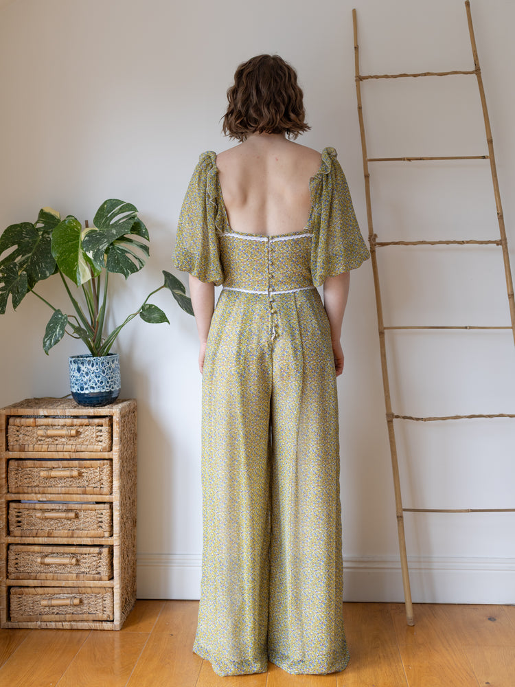 Yellow Ditsy Floral Jumpsuit - S