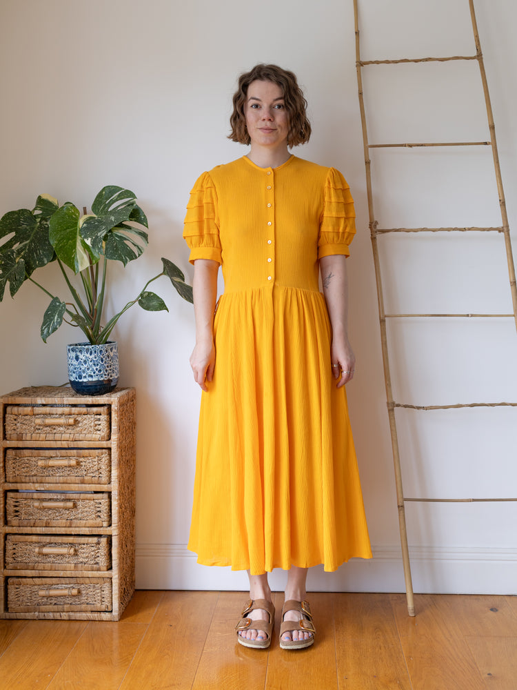 Marion Donaldson Yellow Cotton Dress - L