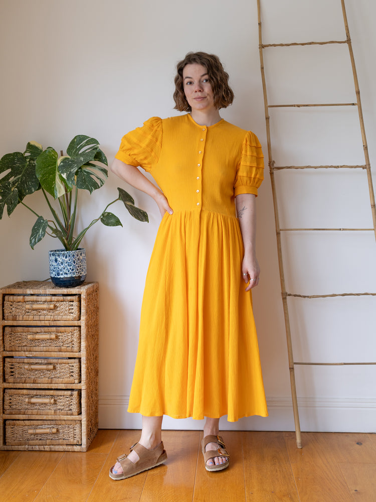 Marion Donaldson Yellow Cotton Dress - L