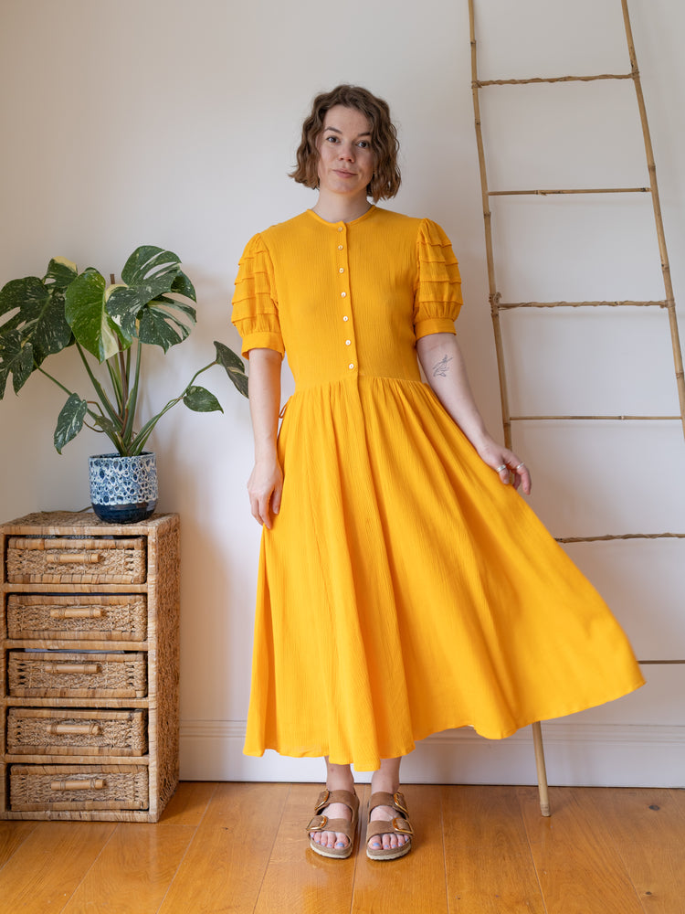 Marion Donaldson Yellow Cotton Dress - L