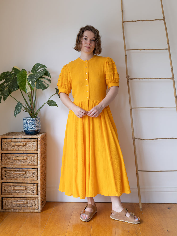 Marion Donaldson Yellow Cotton Dress - L