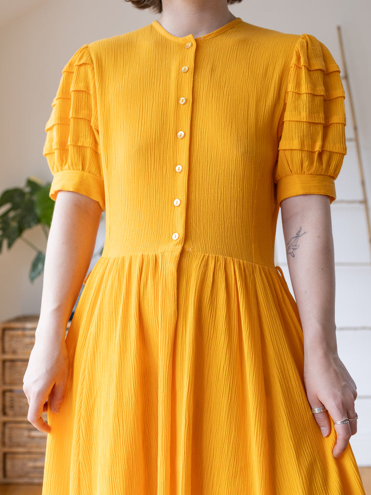 Marion Donaldson Yellow Cotton Dress - L