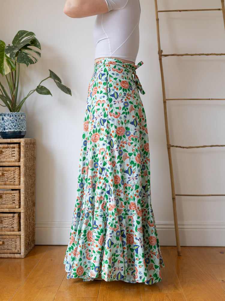 Mint Green Floral Maxi Skirt - 25"