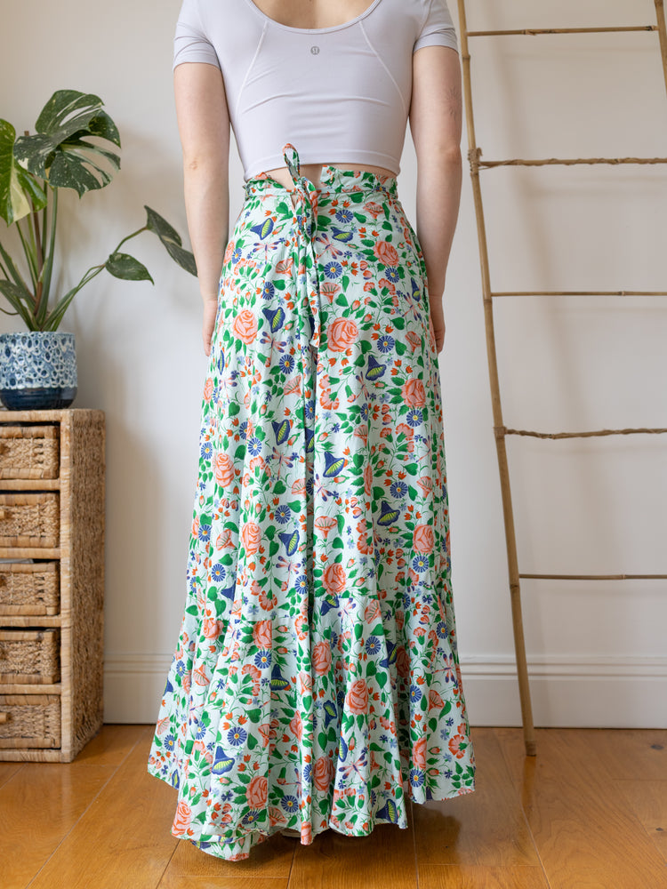 Mint Green Floral Maxi Skirt - 25"