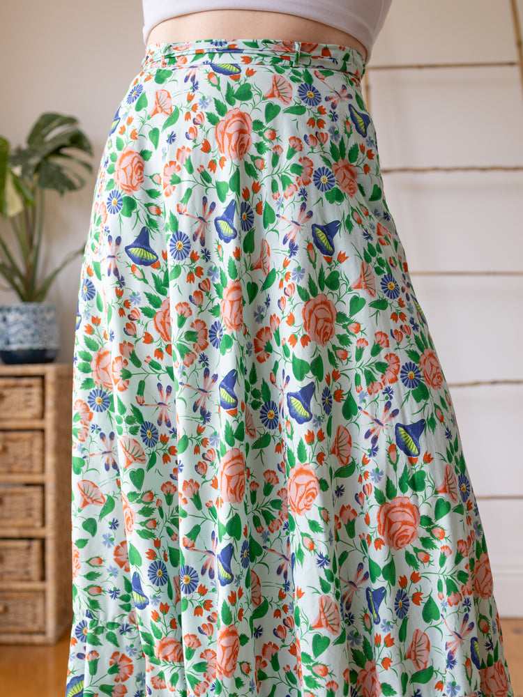 Mint Green Floral Maxi Skirt - 25"