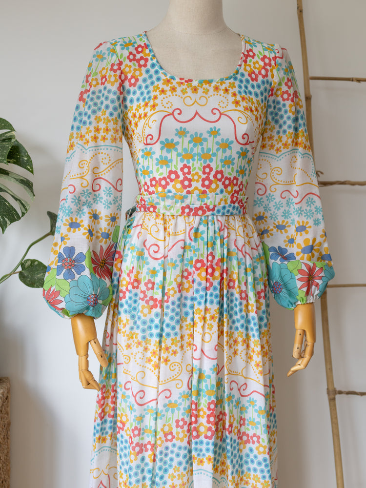 Colourful Floral Maxi Dress - XS