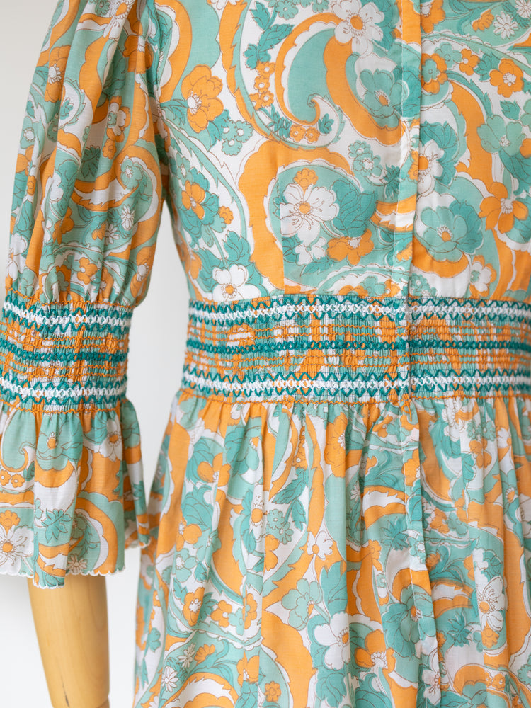 Paisley Smocked Maxi Dress - XS