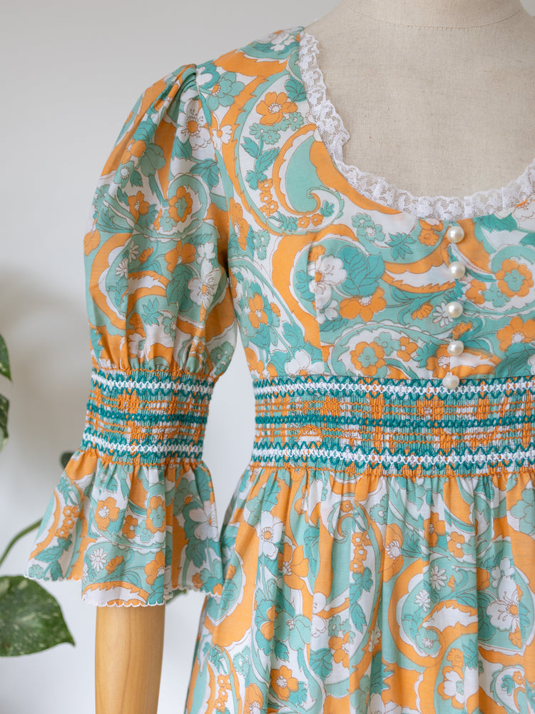 Paisley Smocked Maxi Dress - XS