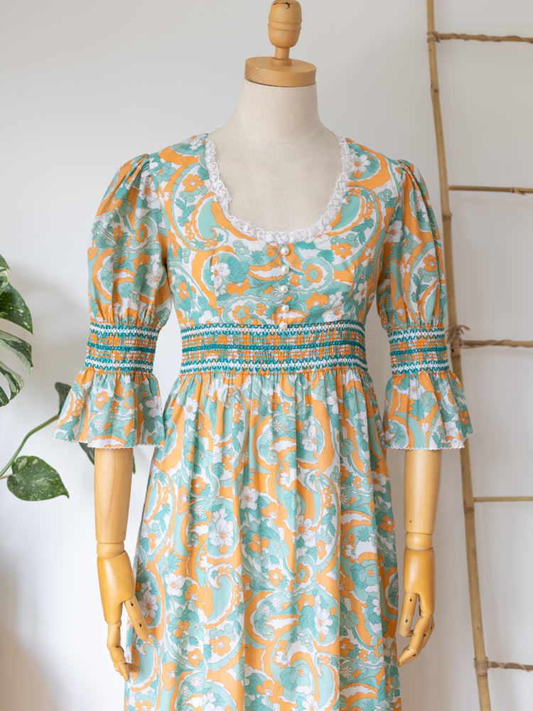 Paisley Smocked Maxi Dress - XS