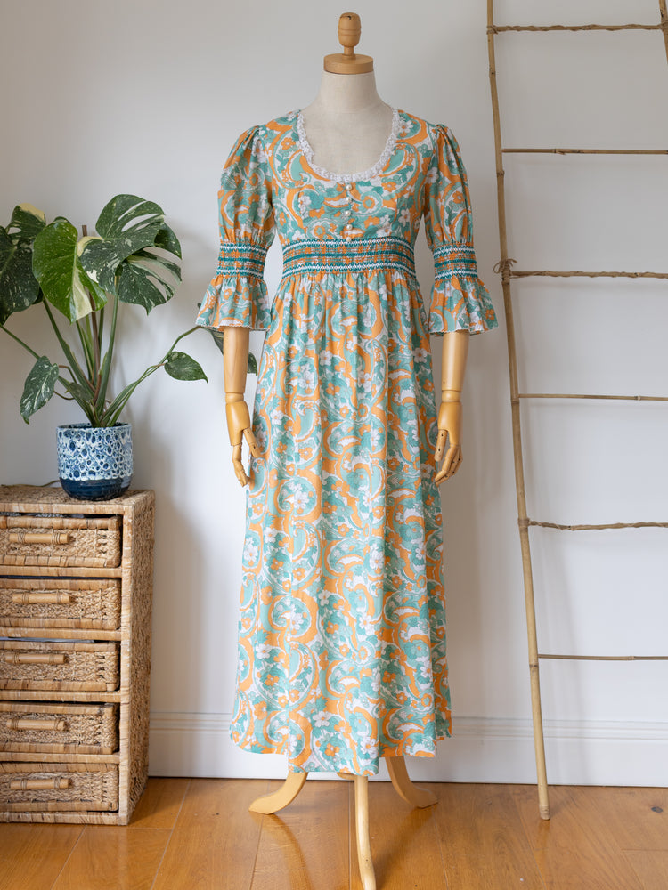 Paisley Smocked Maxi Dress - XS
